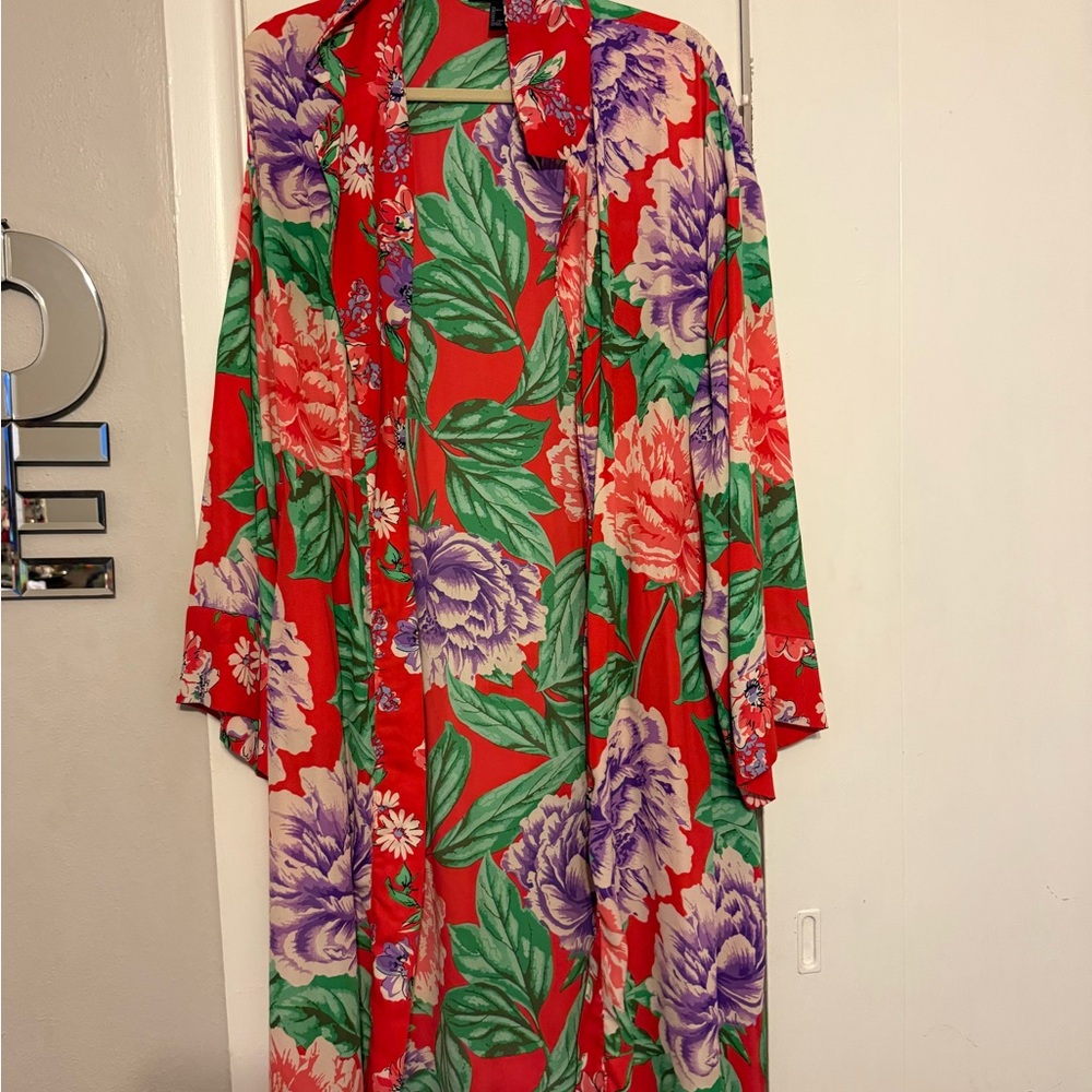 Forever 21 Red Floral Kimono